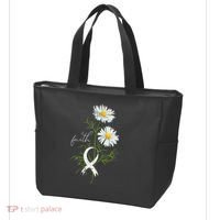 Lung Cancer Fight Support White Ribbon Gift Lung Cancer Tote Bag thumb 3