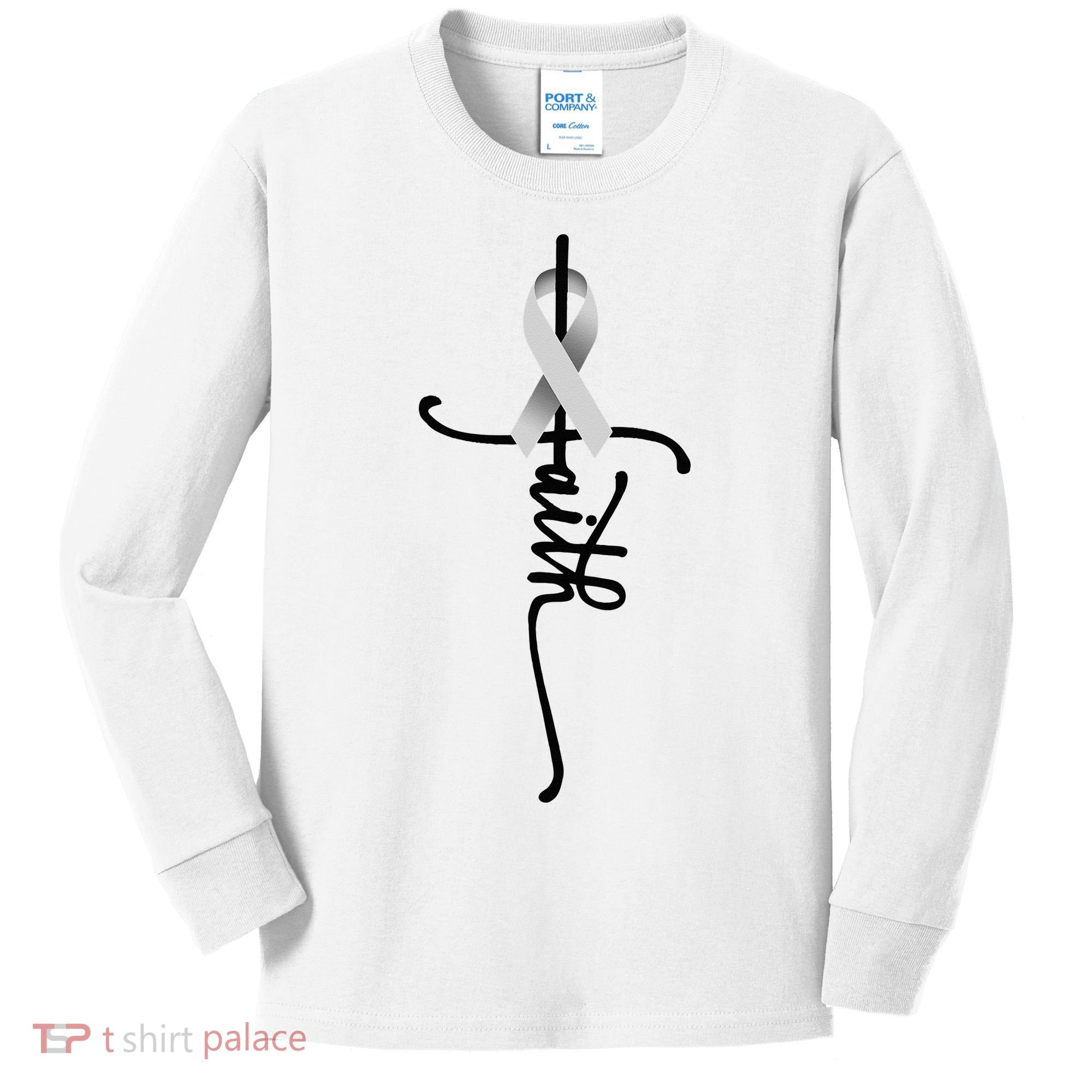 Lung Cancer Faith Lung Cancer Awareness November Support Kids Long Sleeve Shirt