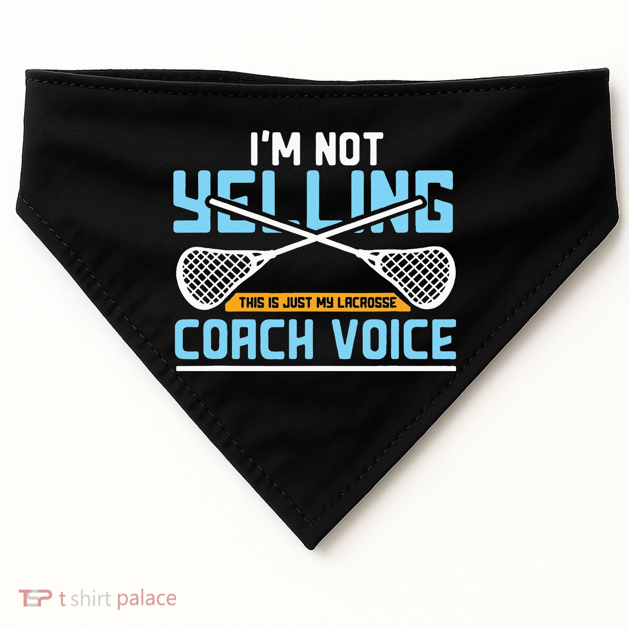Lacrosse Coach Gift Lax Sticks Funny Coach Voice USA-Made Doggie Bandana