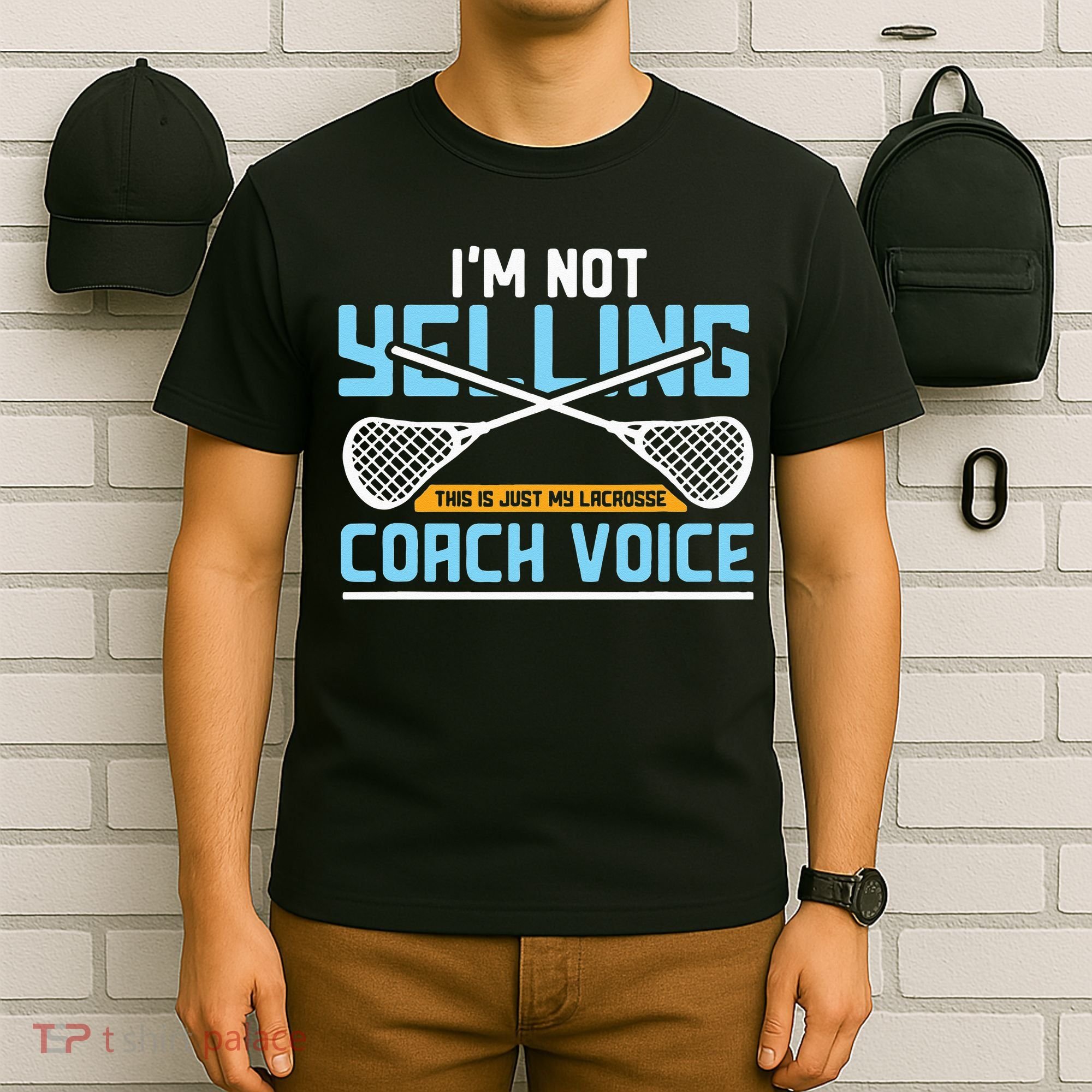 Lacrosse Coach Gift Lax Sticks Funny Coach Voice T-Shirt