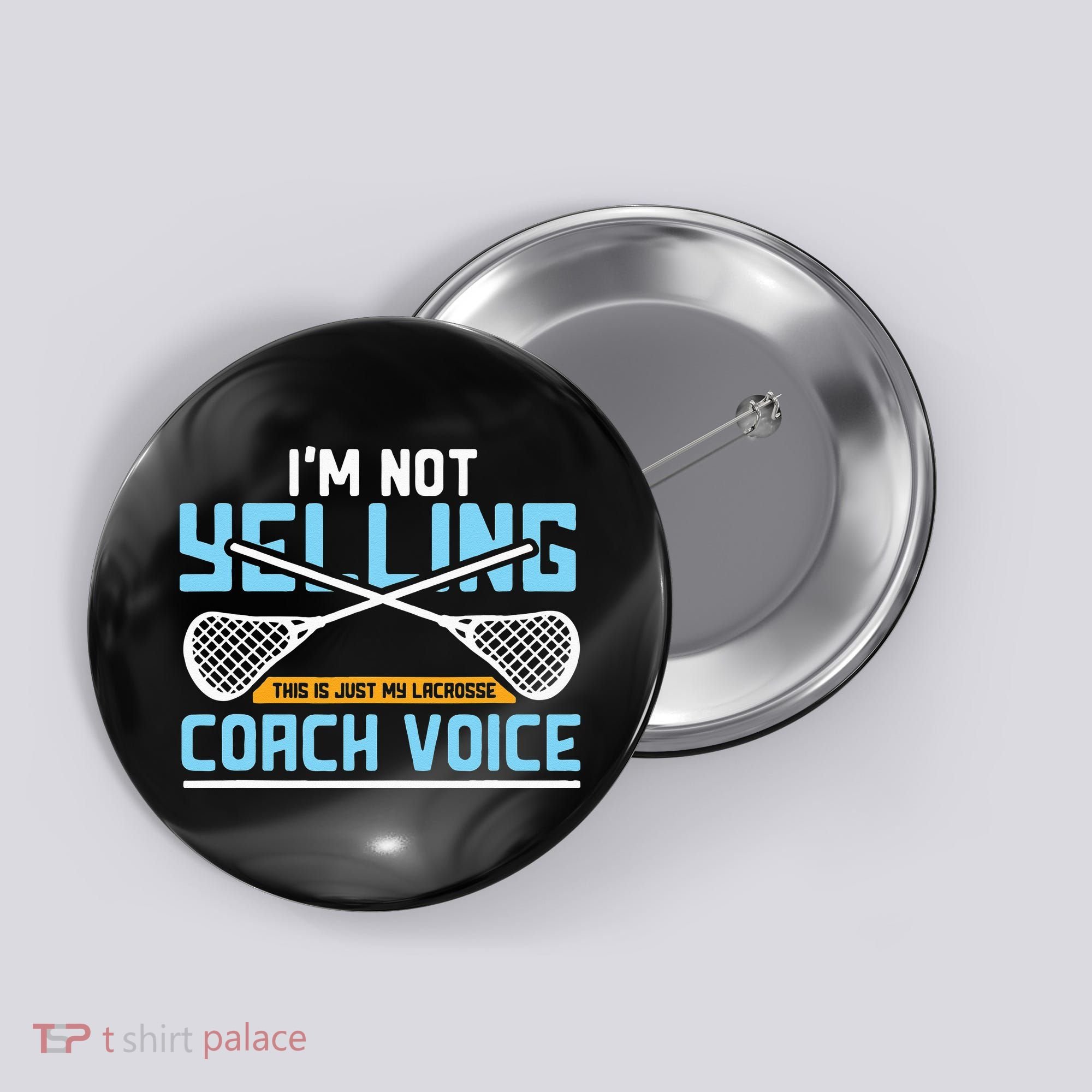Lacrosse Coach Gift Lax Sticks Funny Coach Voice Button