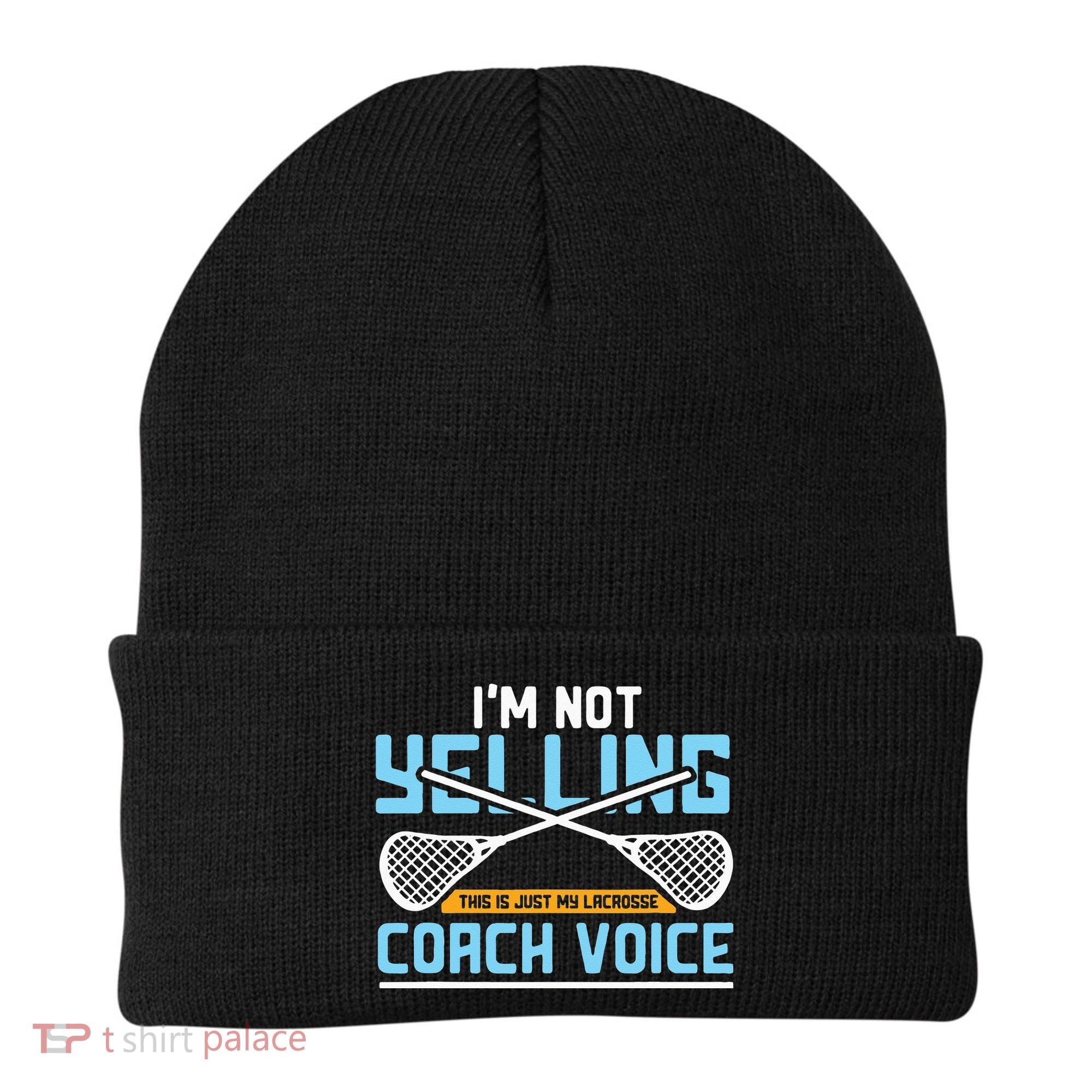 Lacrosse Coach Gift Lax Sticks Funny Coach Voice Beanie
