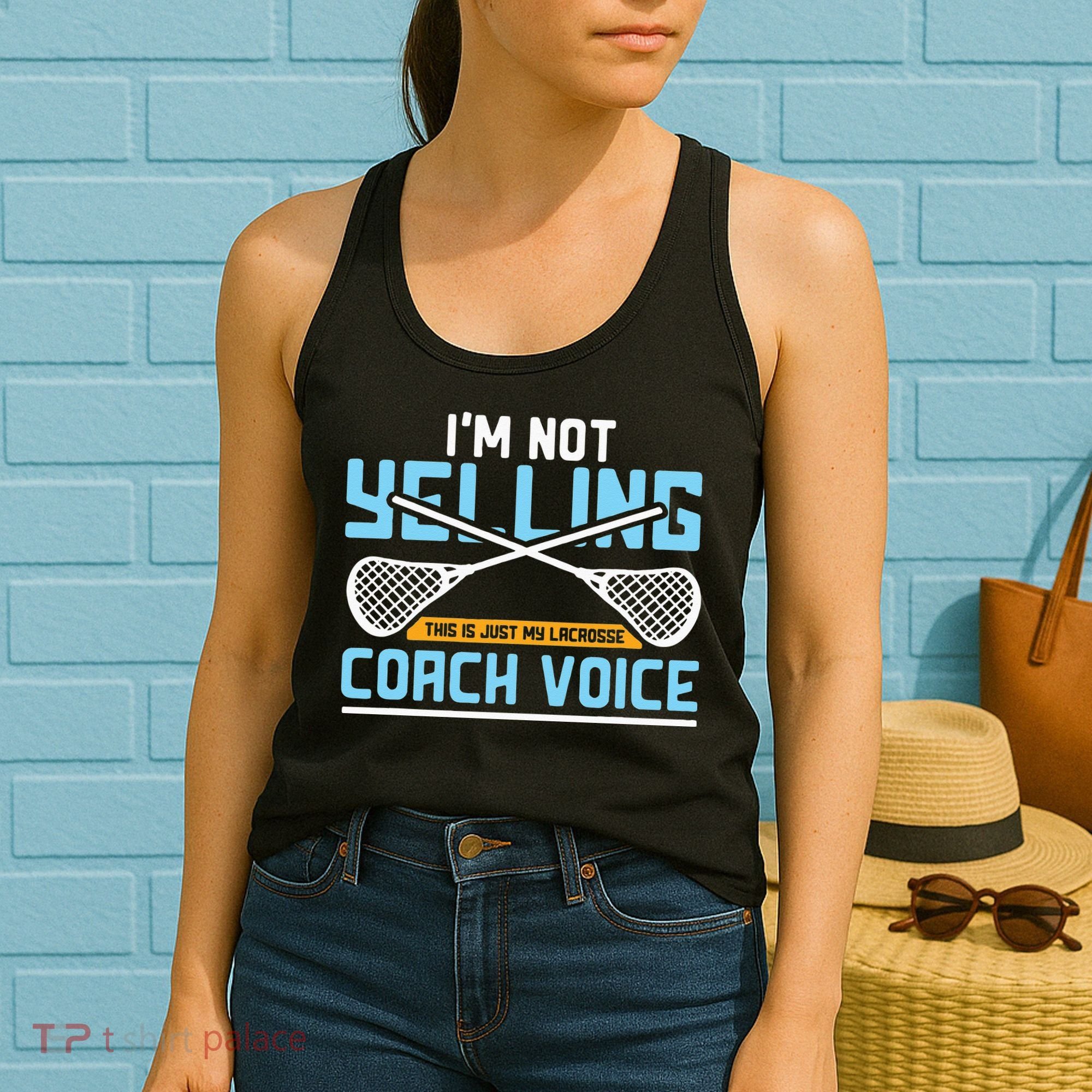 Lacrosse Coach Gift Lax Sticks Funny Coach Voice Women's Tank Top