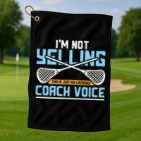 Lacrosse Coach Gift Lax Sticks Funny Coach Voice Golf Towel thumb 1