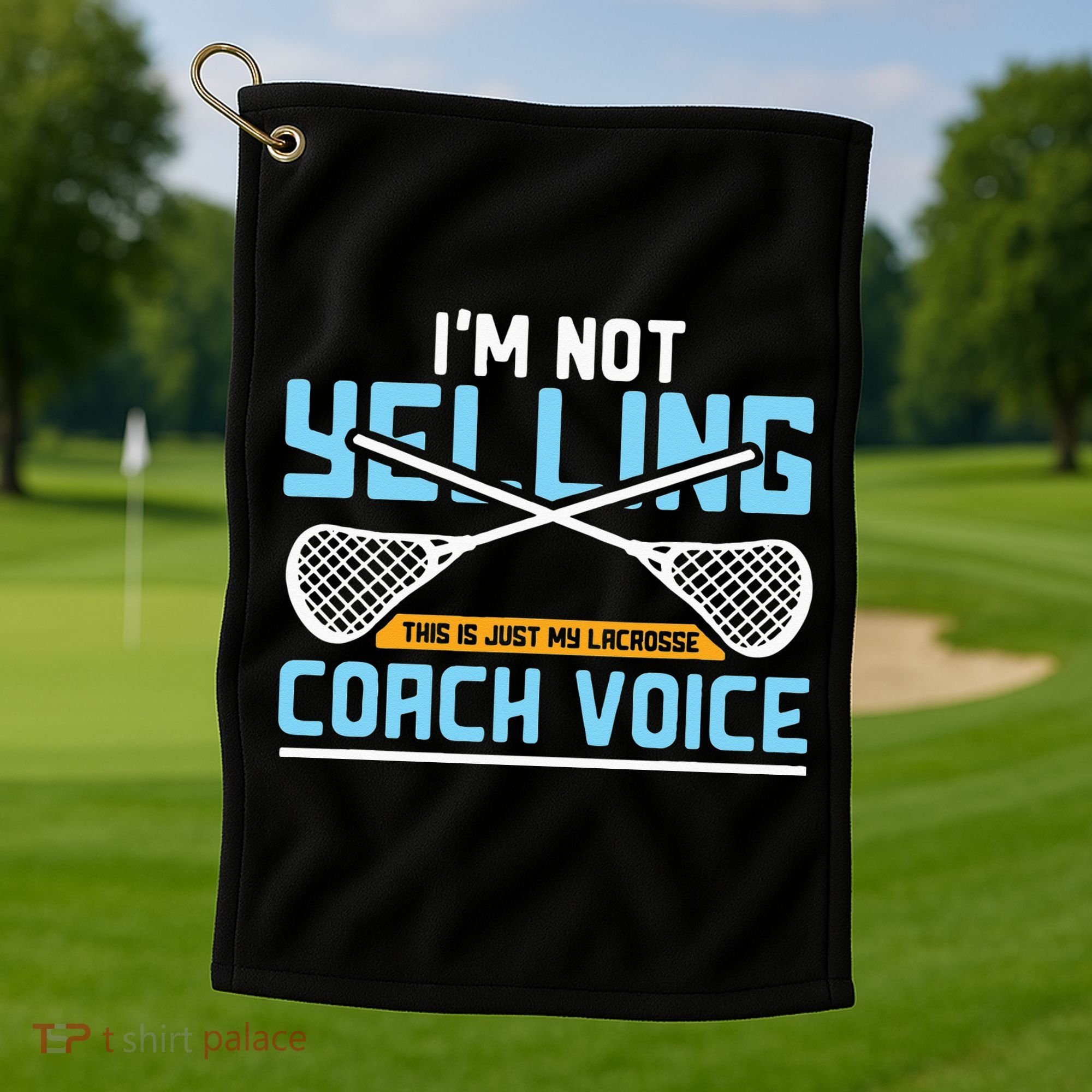 Lacrosse Coach Gift Lax Sticks Funny Coach Voice Golf Towel