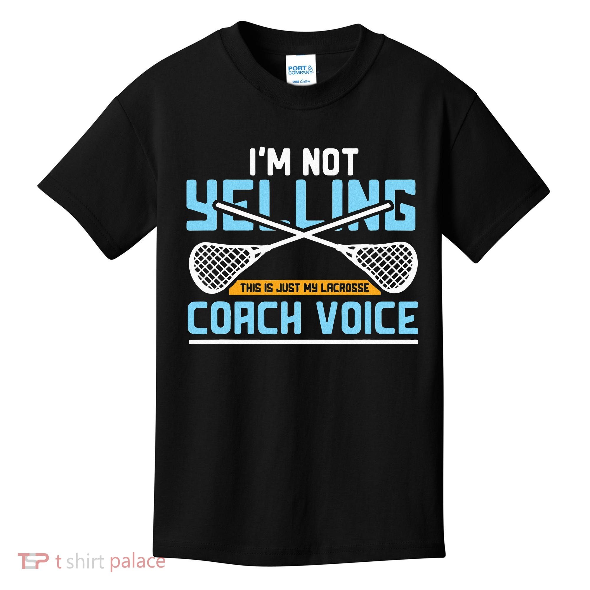 Lacrosse Coach Gift Lax Sticks Funny Coach Voice Kids T-Shirt
