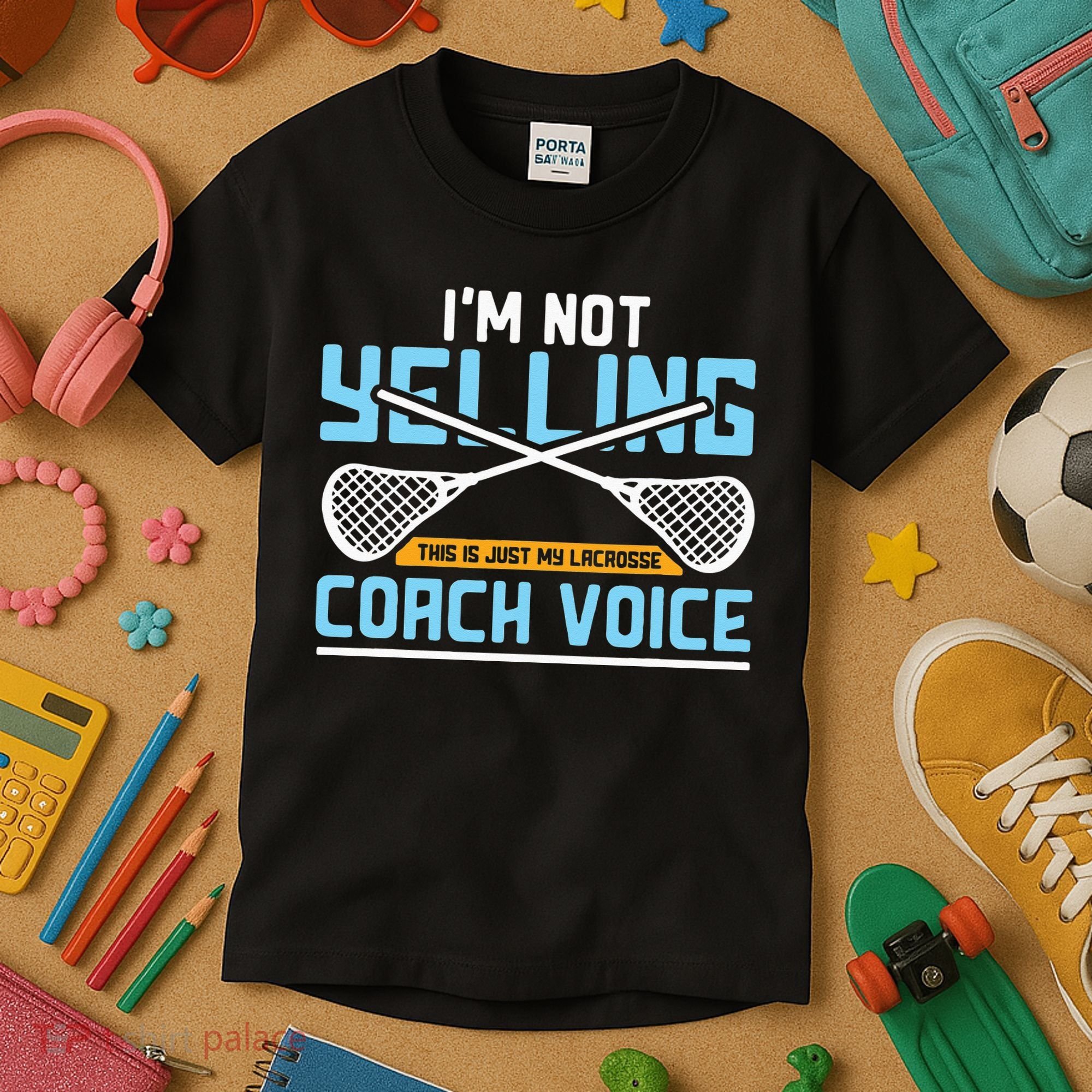 Lacrosse Coach Gift Lax Sticks Funny Coach Voice Kids T-Shirt