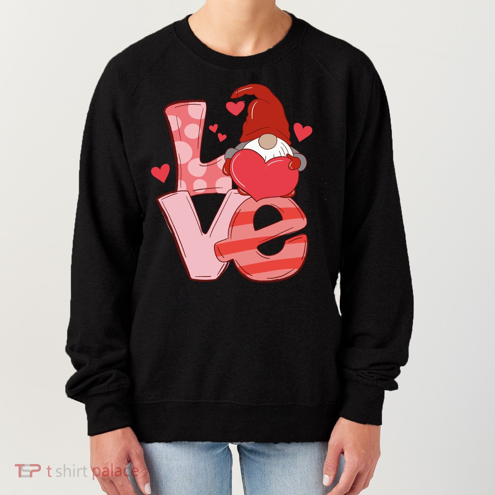 Love Cute Gnome Valentines Day Heart Women's Sweatshirt