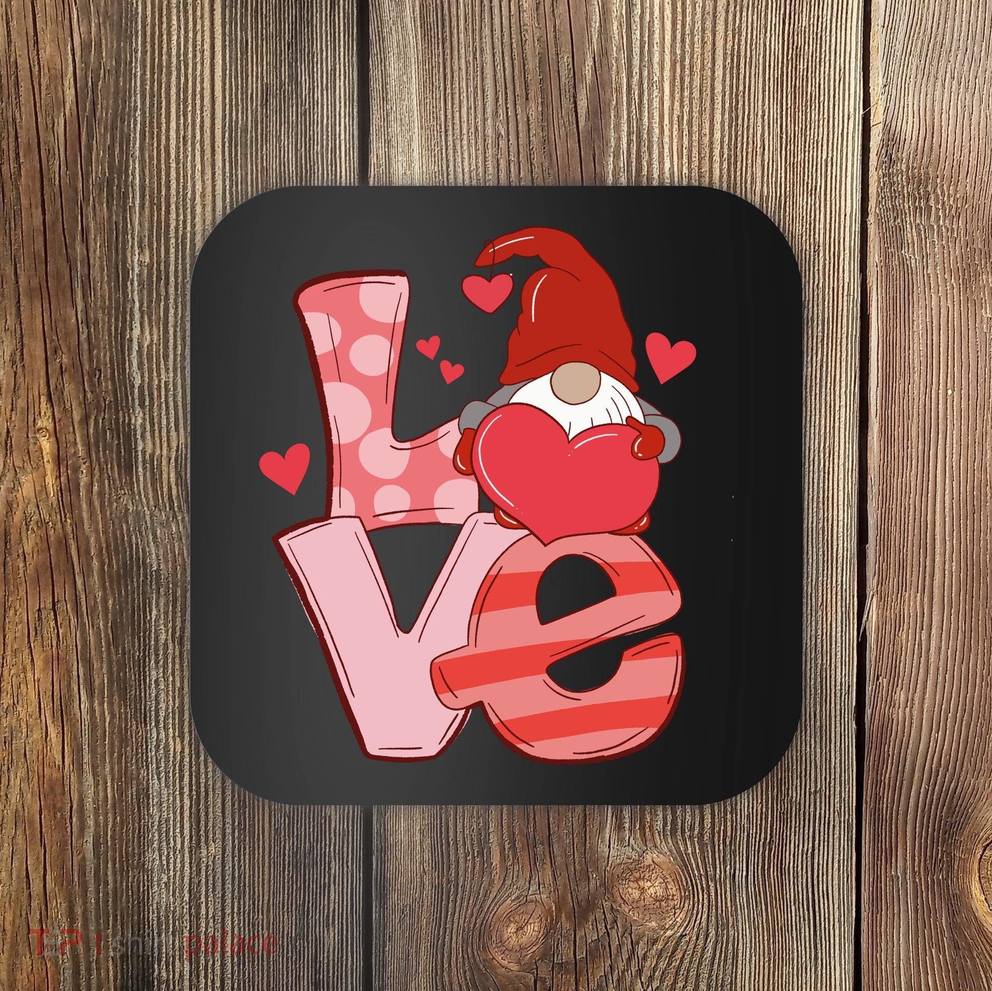 Love Cute Gnome Valentines Day Heart Coaster