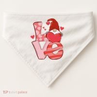 Love Cute Gnome Valentines Day Heart USA-Made Doggie Bandana thumb 0