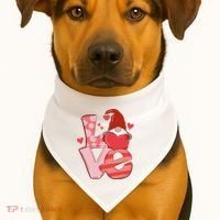 Love Cute Gnome Valentines Day Heart USA-Made Doggie Bandana thumb 1