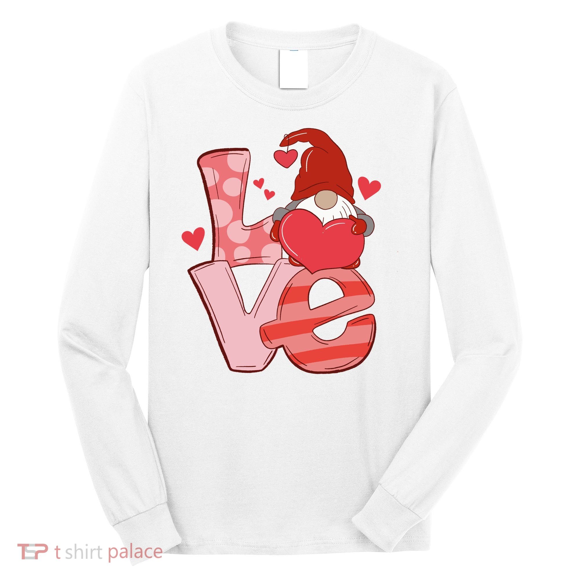Love Cute Gnome Valentines Day Heart Long Sleeve Shirt