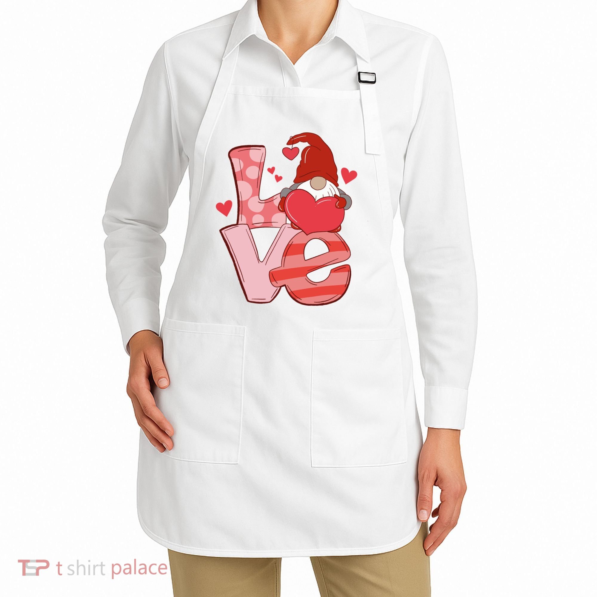 Love Cute Gnome Valentines Day Heart Apron