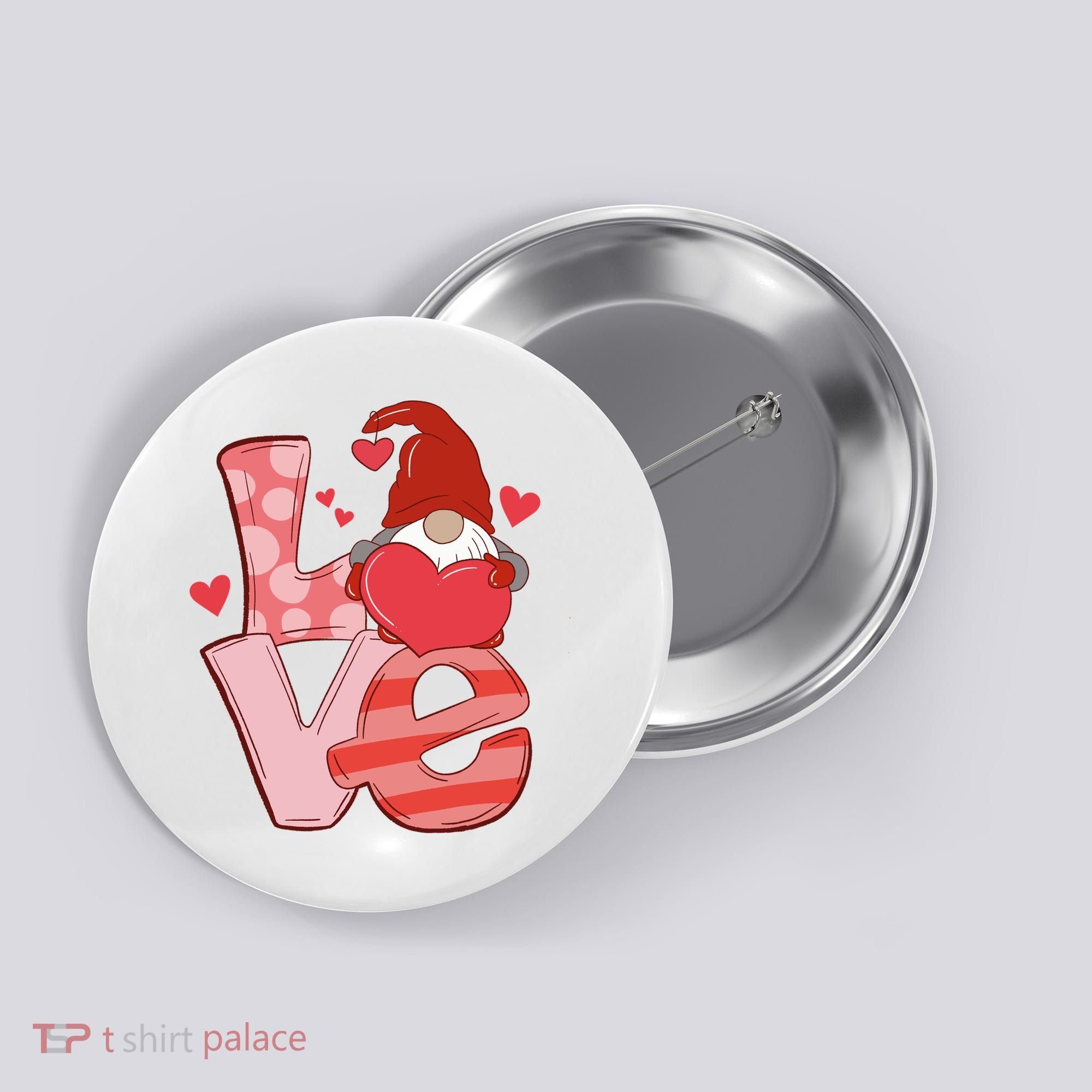 Love Cute Gnome Valentines Day Heart Button