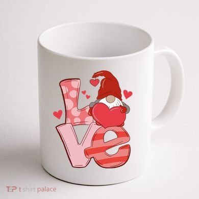 Love Cute Gnome Valentines Day Heart Coffee Mug back