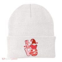 Love Cute Gnome Valentines Day Heart Beanie thumb 0