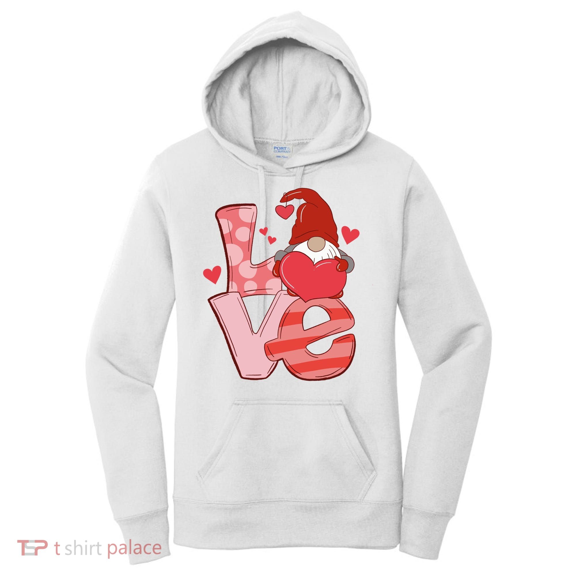 Love Cute Gnome Valentines Day Heart Women's Hoodie