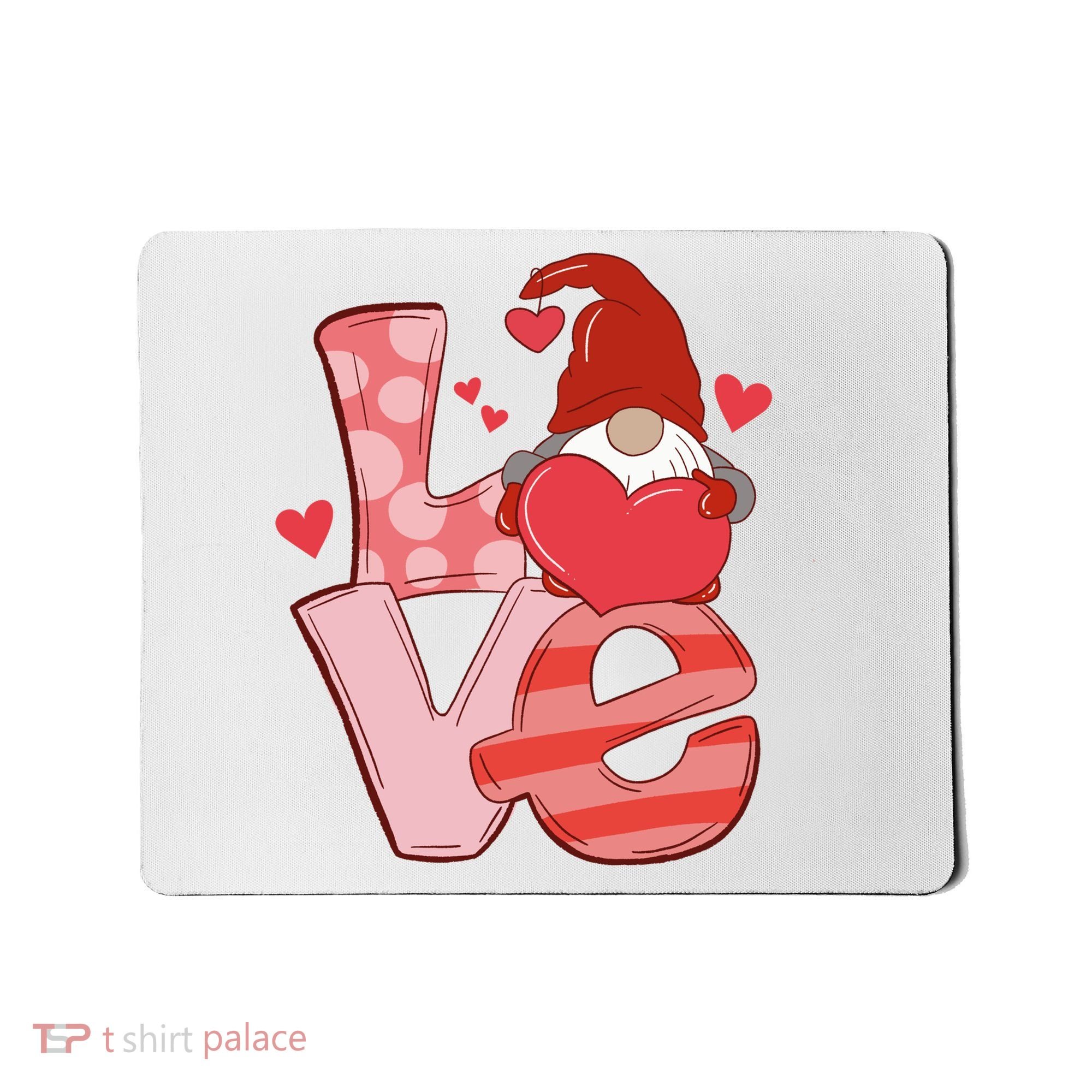 Love Cute Gnome Valentines Day Heart Mousepad