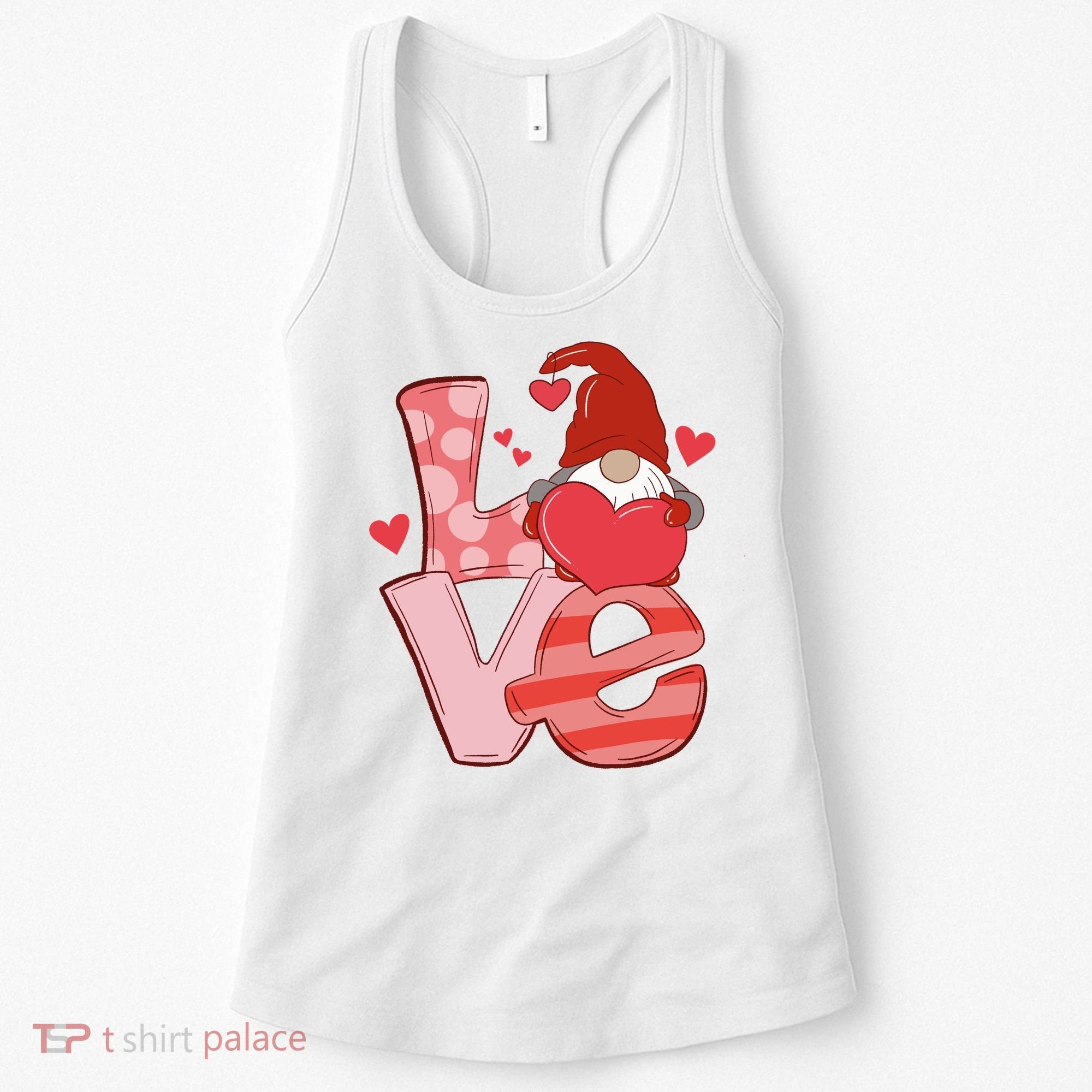 Love Cute Gnome Valentines Day Heart Women's Tank Top