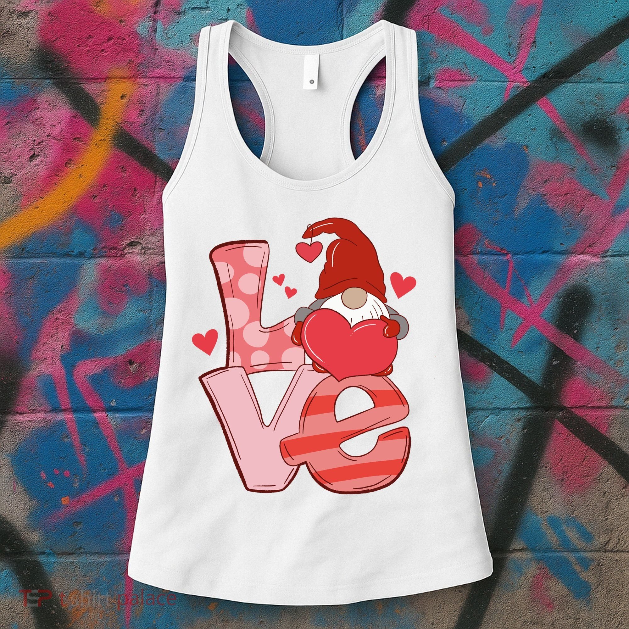 Love Cute Gnome Valentines Day Heart Women's Tank Top