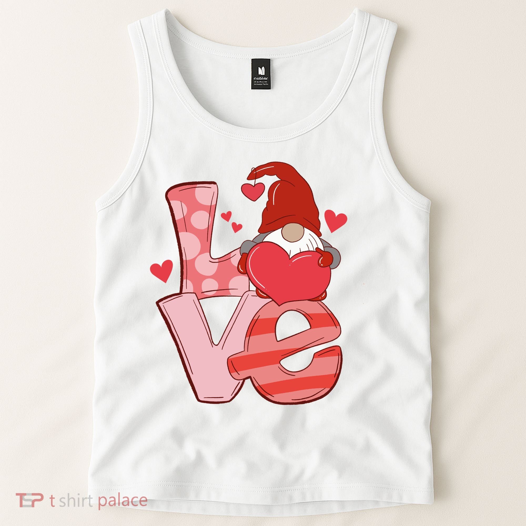 Love Cute Gnome Valentines Day Heart Tank Top