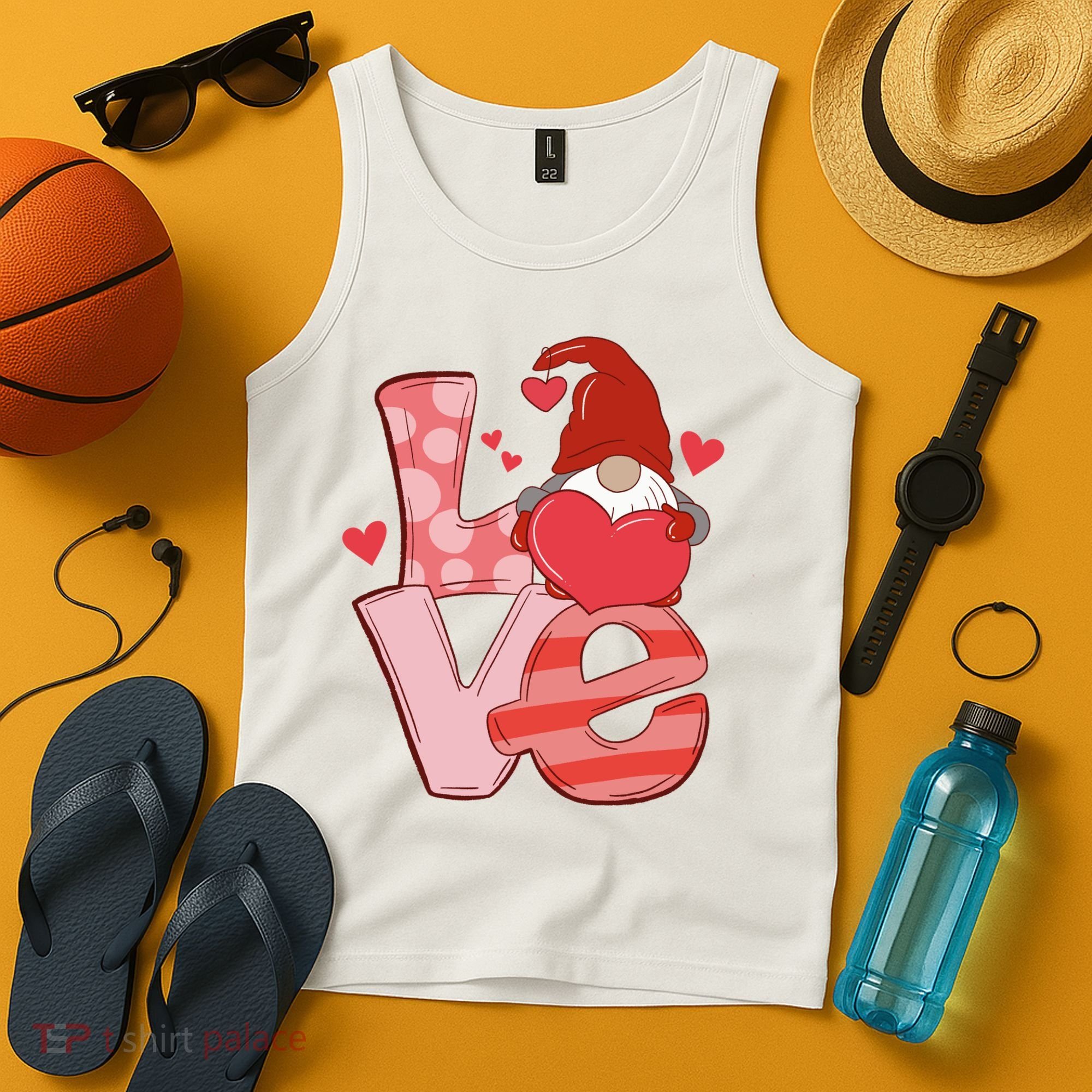 Love Cute Gnome Valentines Day Heart Tank Top