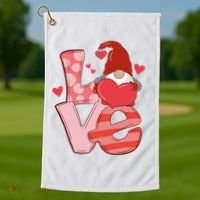 Love Cute Gnome Valentines Day Heart Golf Towel thumb 1