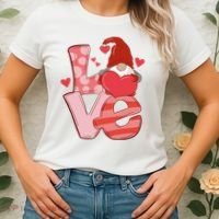 Love Cute Gnome Valentines Day Heart Women's T-Shirt thumb 2
