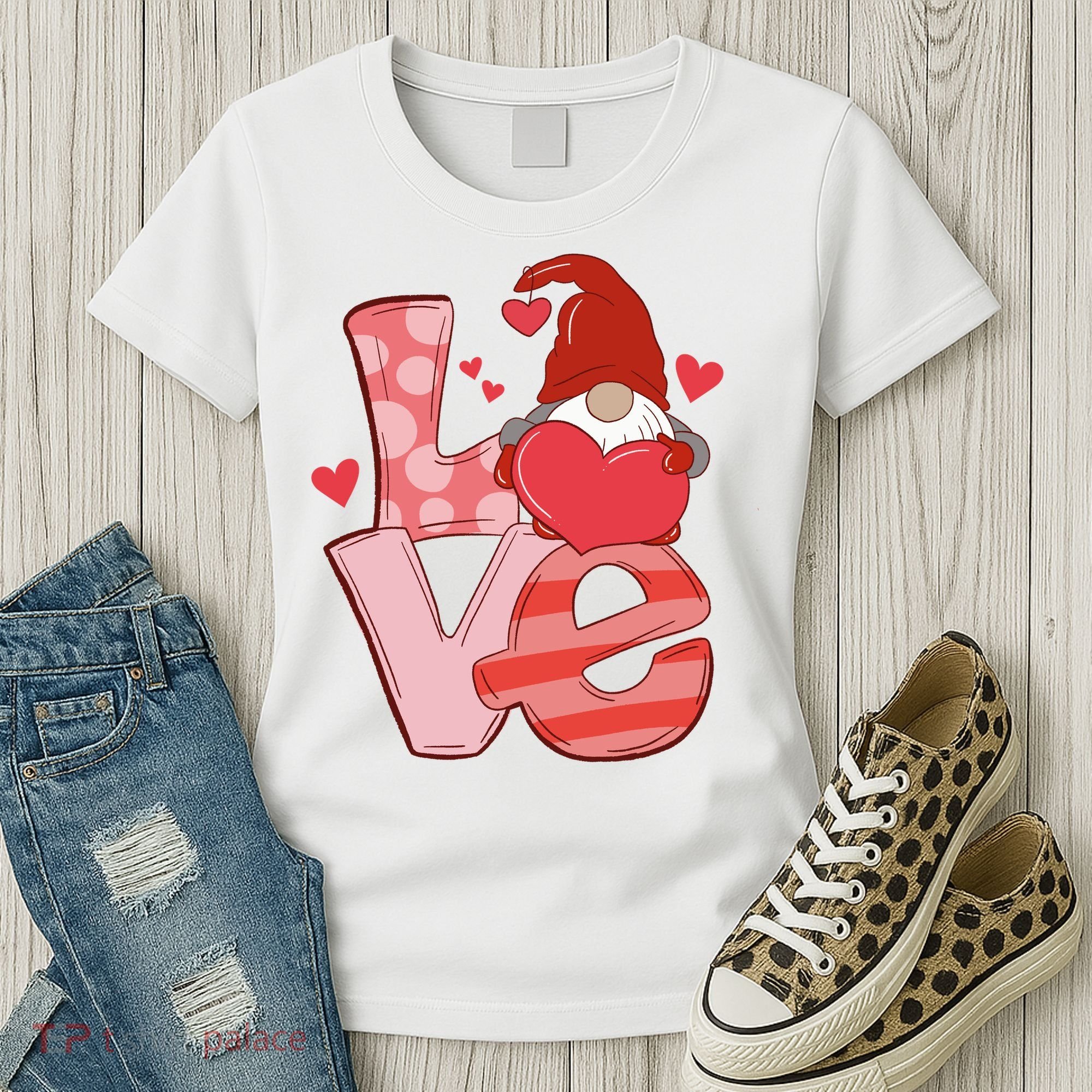 Love Cute Gnome Valentines Day Heart Women's T-Shirt