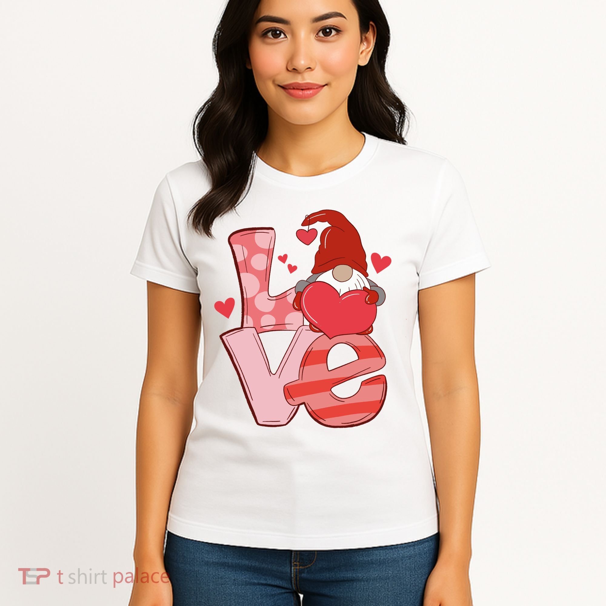 Love Cute Gnome Valentines Day Heart Women's T-Shirt