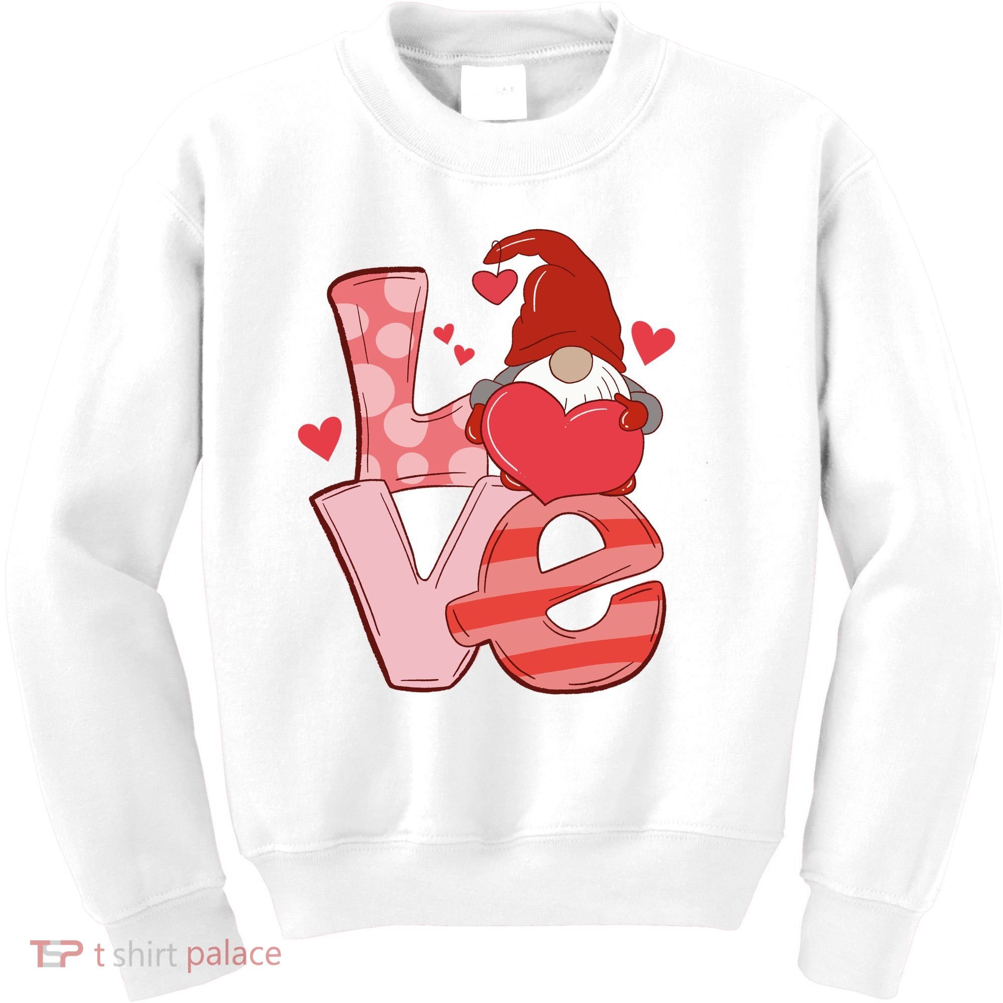 Love Cute Gnome Valentines Day Heart Kids Sweatshirt