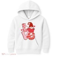 Love Cute Gnome Valentines Day Heart Kids Hoodie thumb 0