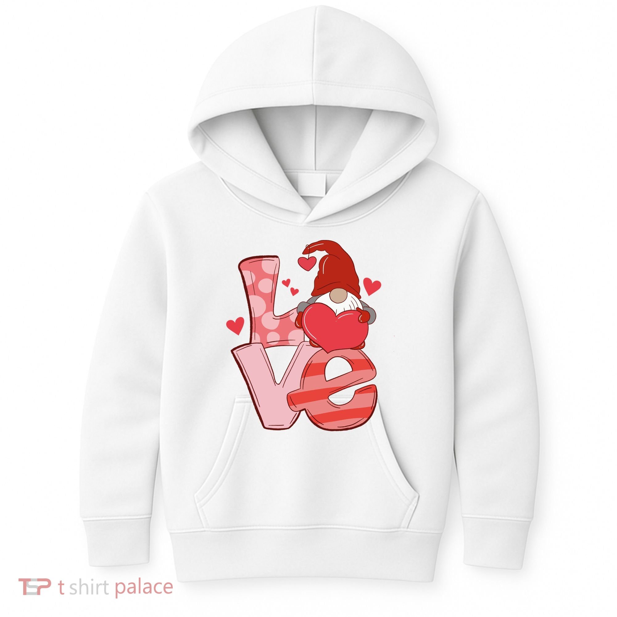 Love Cute Gnome Valentines Day Heart Kids Hoodie