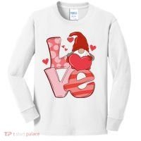 Love Cute Gnome Valentines Day Heart Kids Long Sleeve Shirt thumb 0