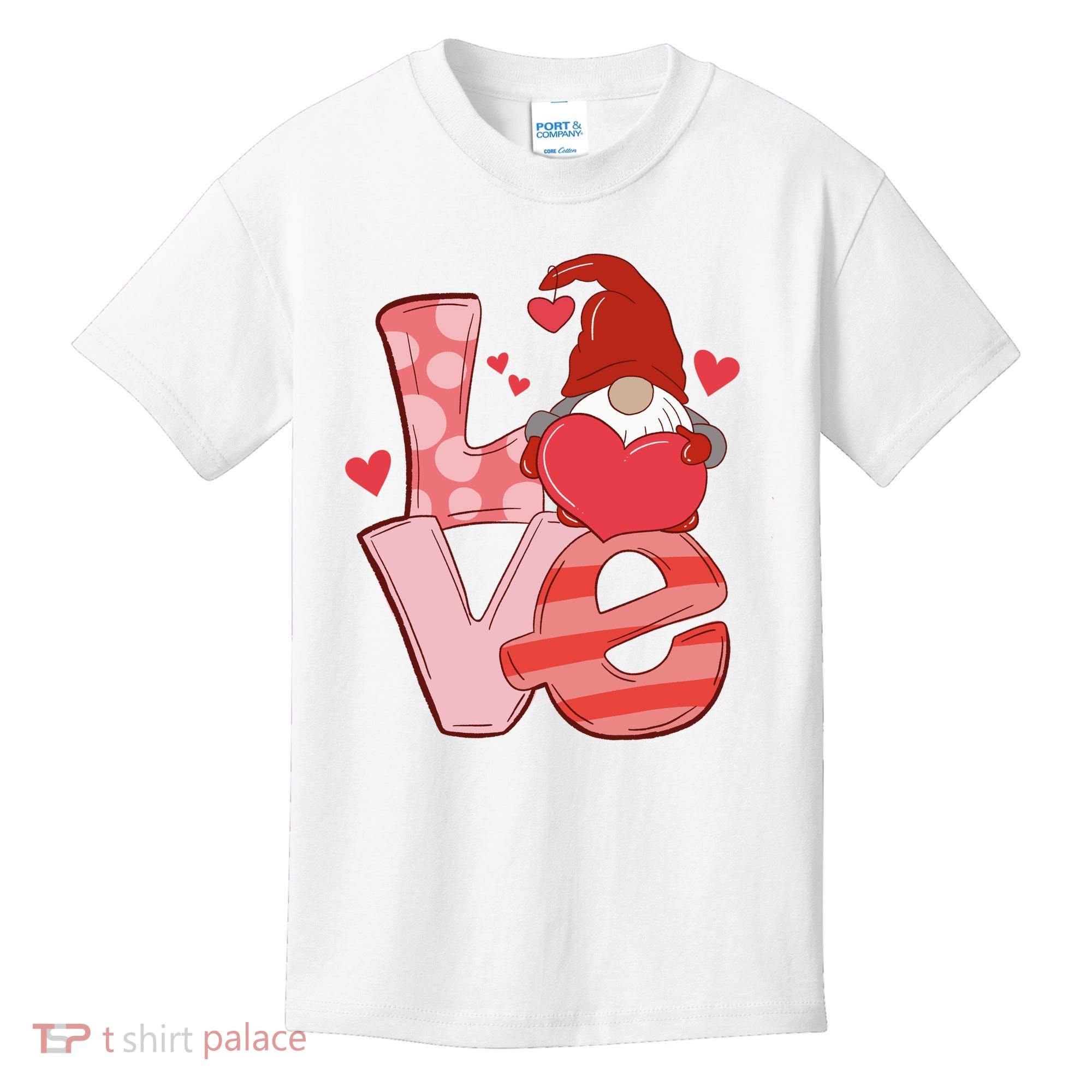 Love Cute Gnome Valentines Day Heart Kids T-Shirt