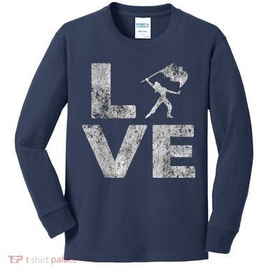 Love Color Guard Winter Guard Distressed Kids Long Sleeve Shirt