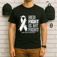 Lung Cancer Her Fight is my Fight Lung Cancer Awareness T-Shirt thumb 6