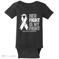 Lung Cancer Her Fight is my Fight Lung Cancer Awareness Baby Bodysuit thumb 0