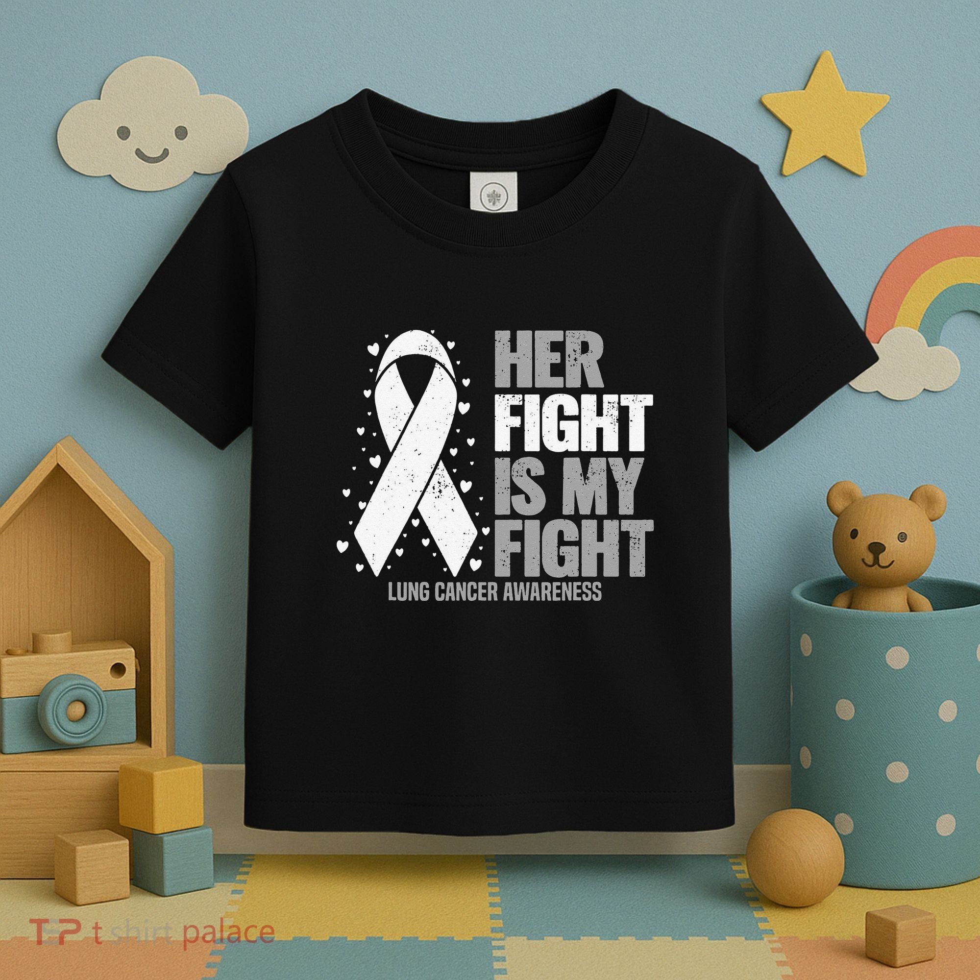 Lung Cancer Her Fight is my Fight Lung Cancer Awareness Toddler T-Shirt