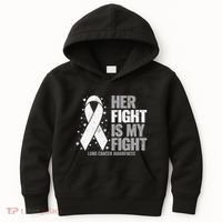 Lung Cancer Her Fight is my Fight Lung Cancer Awareness Kids Hoodie thumb 0