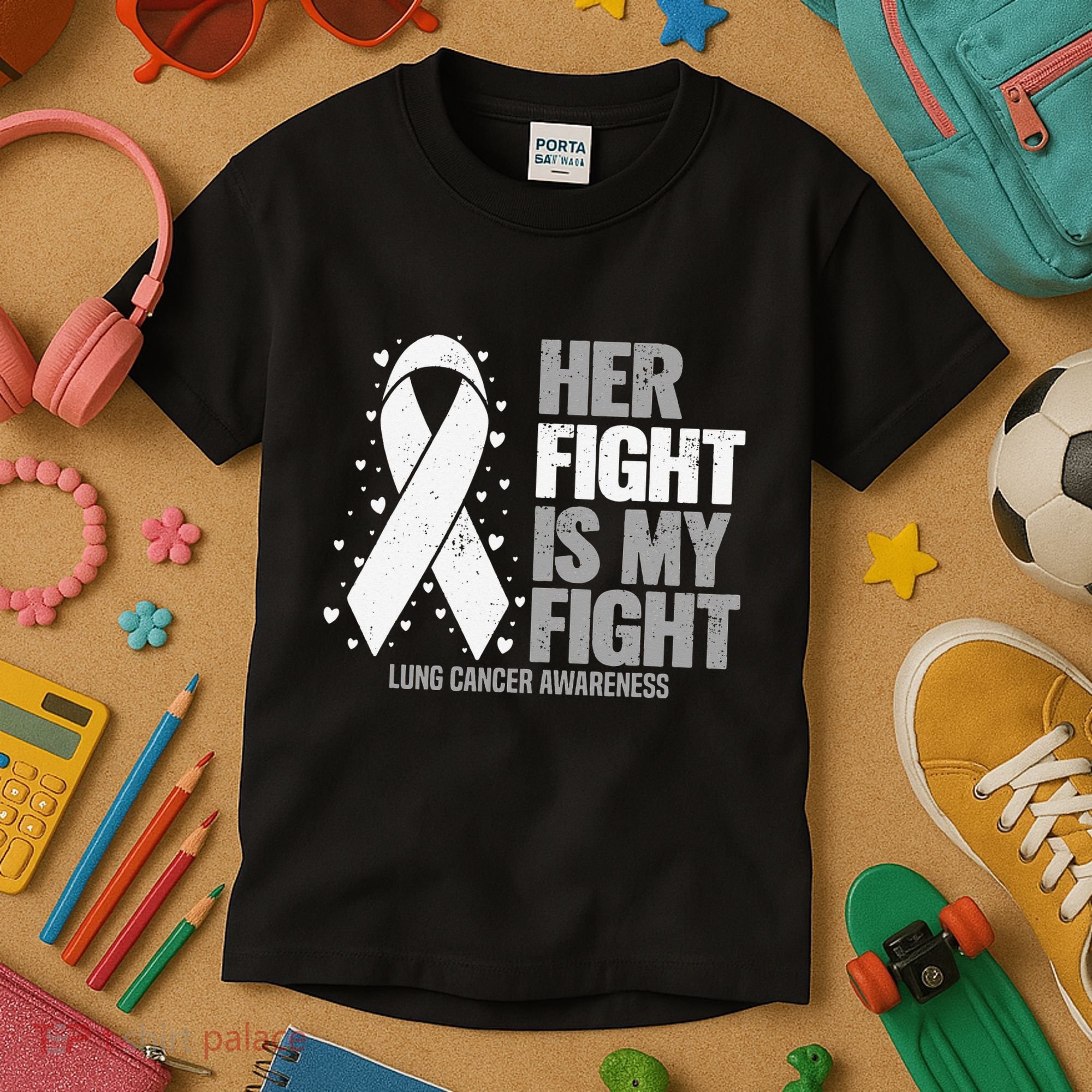 Lung Cancer Her Fight is my Fight Lung Cancer Awareness Kids T-Shirt