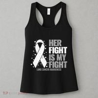 Lung Cancer Her Fight Is My Fight Lung Cancer Awareness Women's Tank Top thumb 3