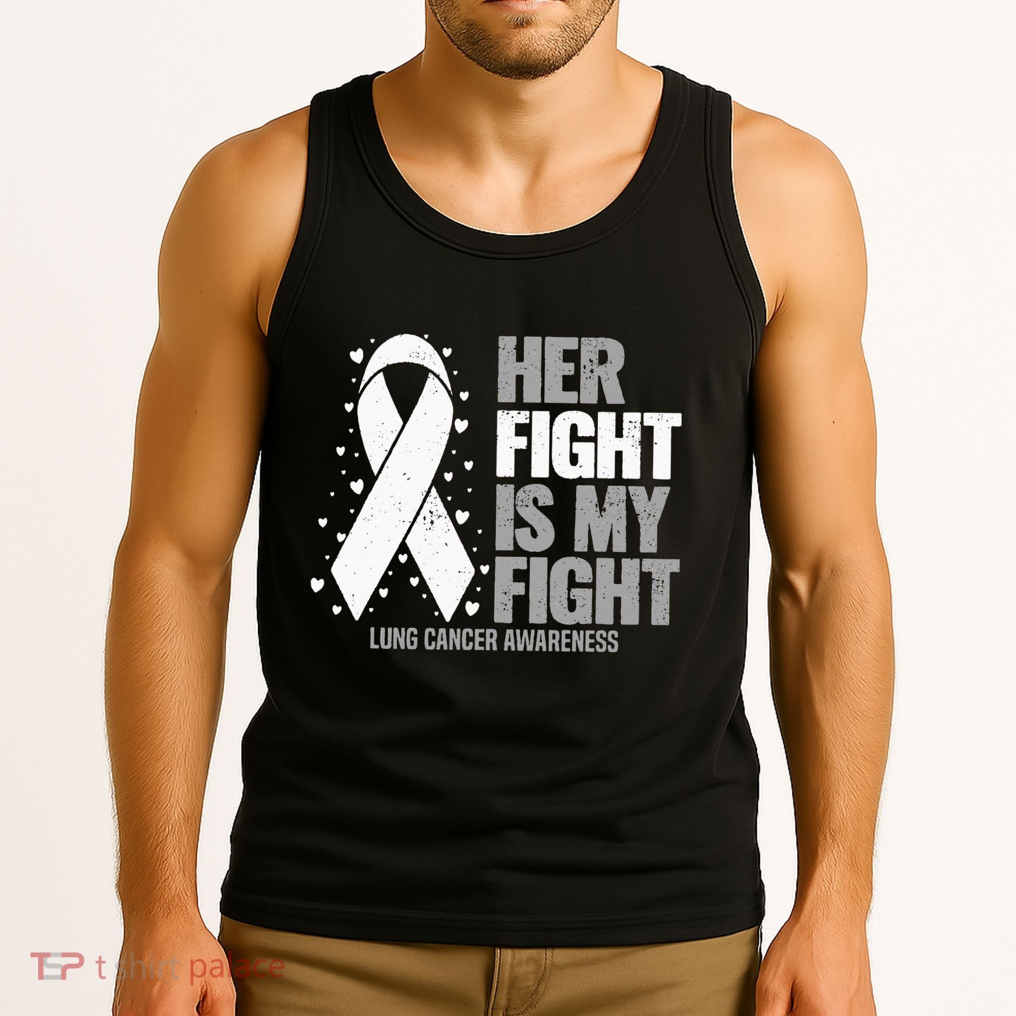 Lung Cancer Her Fight Is My Fight Lung Cancer Awareness Tank Top