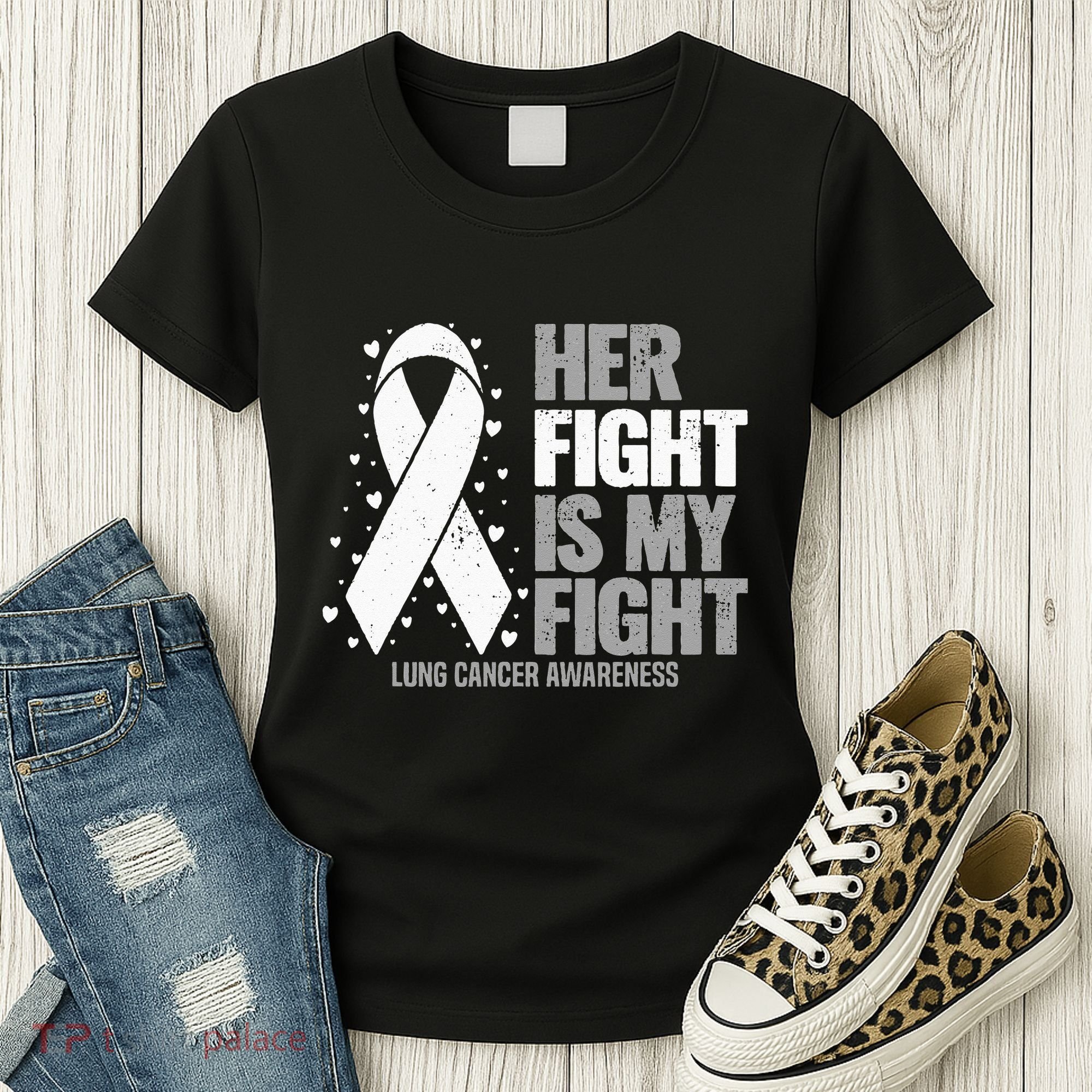 Lung Cancer Her Fight Is My Fight Lung Cancer Awareness Women's T-Shirt
