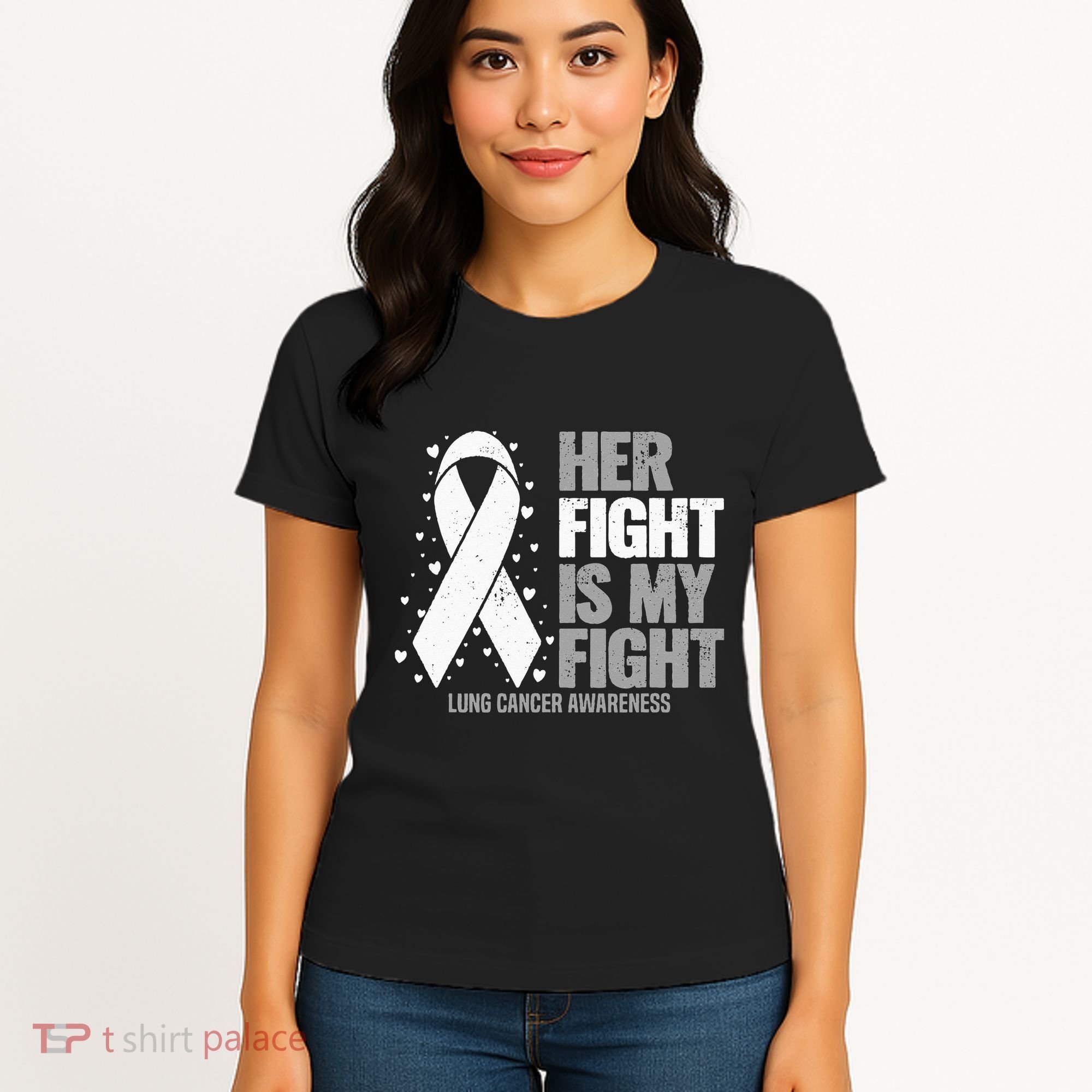 Lung Cancer Her Fight Is My Fight Lung Cancer Awareness Women's T-Shirt