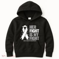 Lung Cancer Her Fight Is My Fight Lung Cancer Awareness Kids Hoodie thumb 0