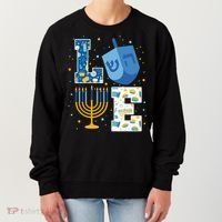 LOVE Cute Hanukkah Decorations Dreidel Menorah Chanukah Women's Sweatshirt thumb 0