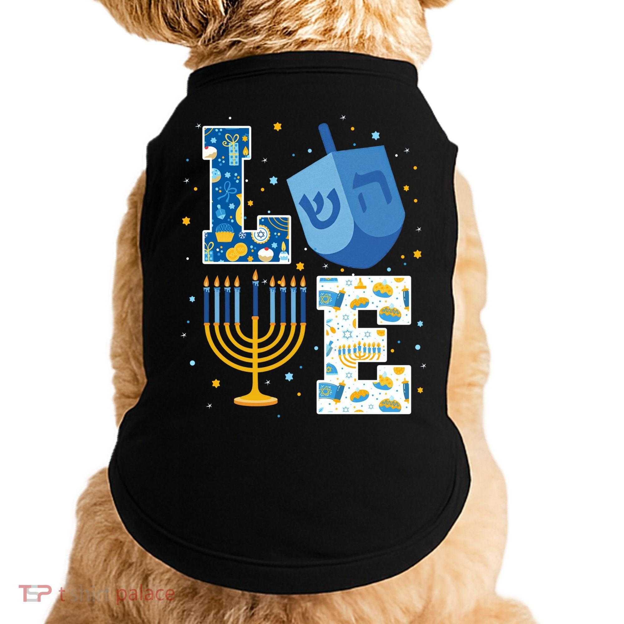 LOVE Cute Hanukkah Decorations Dreidel Menorah Chanukah Doggie Tank