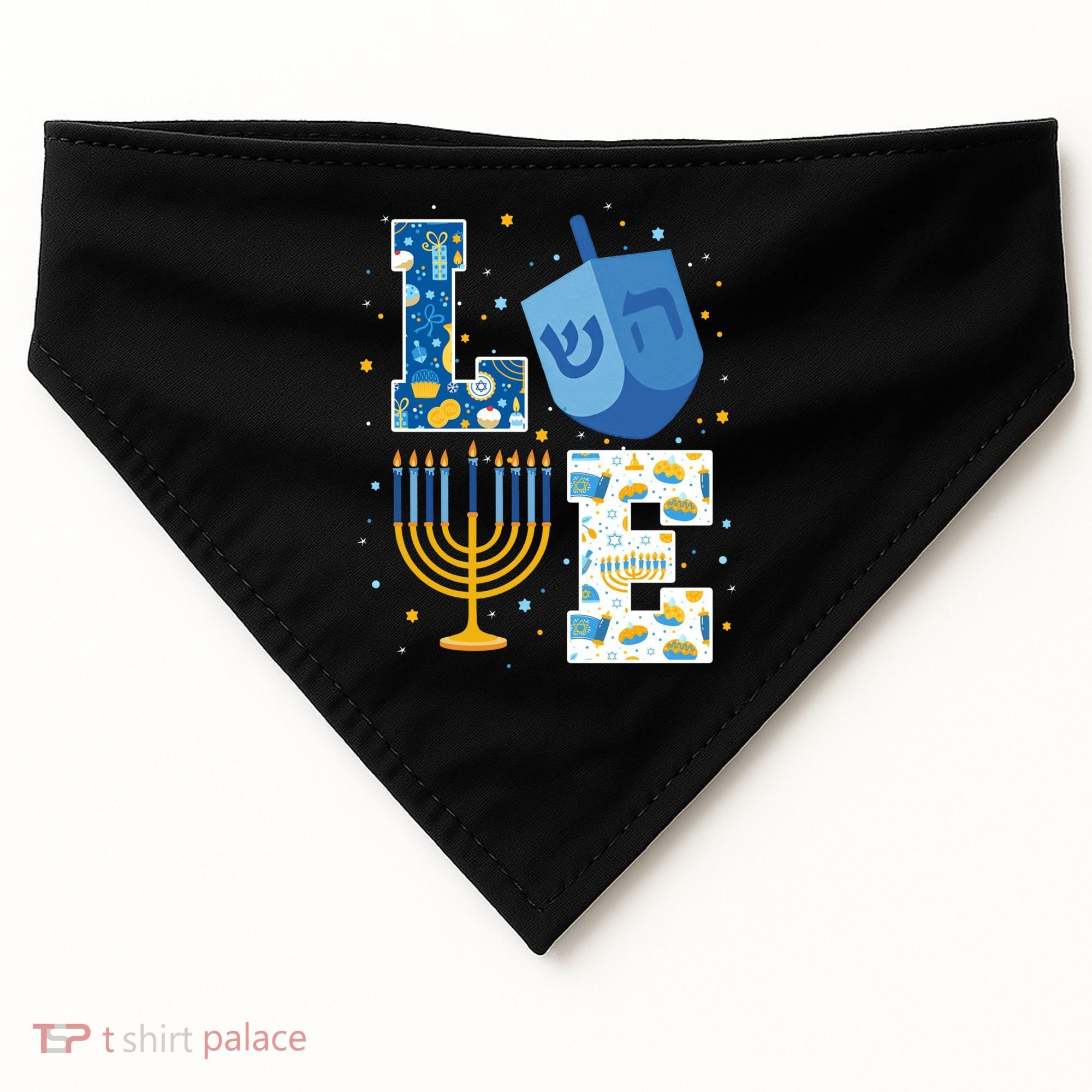 LOVE Cute Hanukkah Decorations Dreidel Menorah Chanukah USA-Made Doggie Bandana