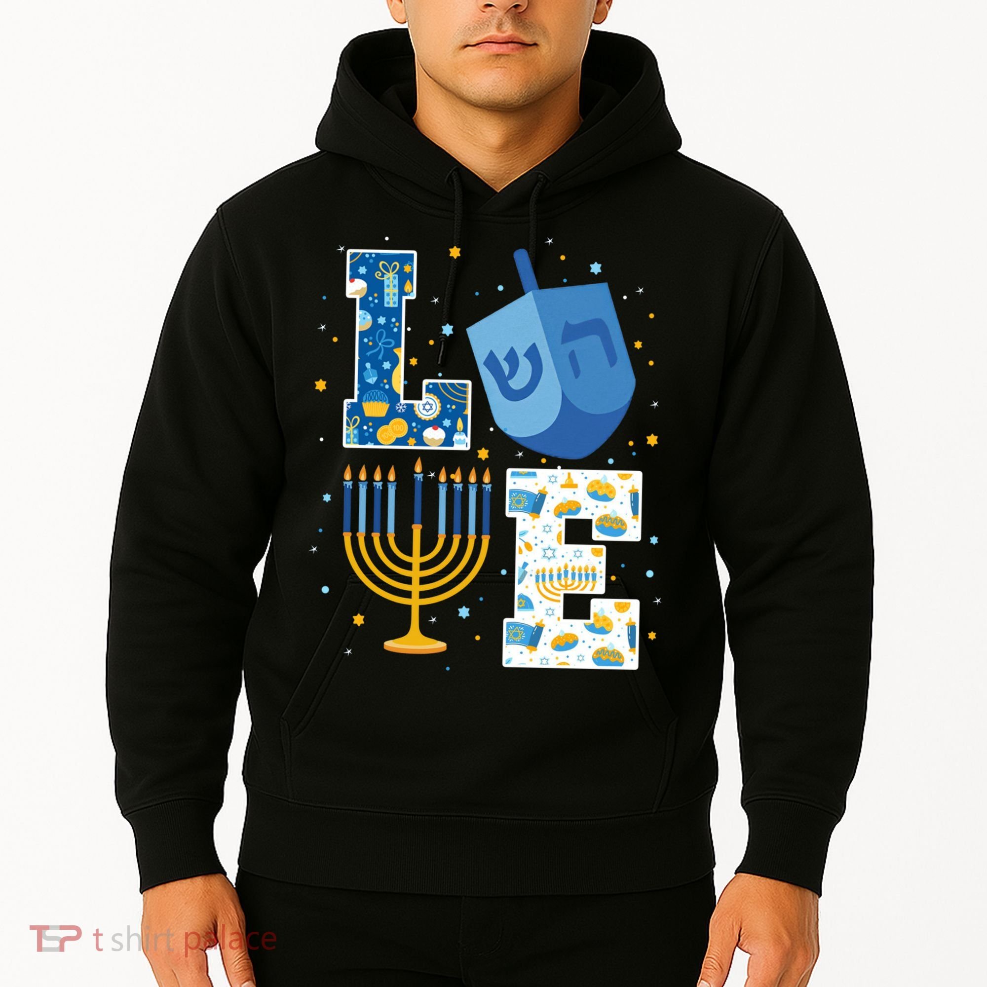 LOVE Cute Hanukkah Decorations Dreidel Menorah Chanukah Hoodie